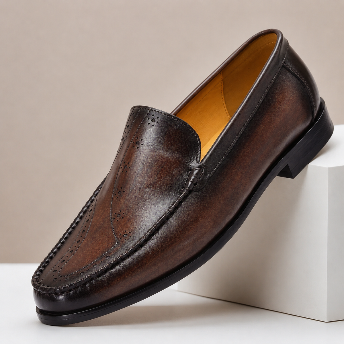 Sovrano loafers i koppeläder