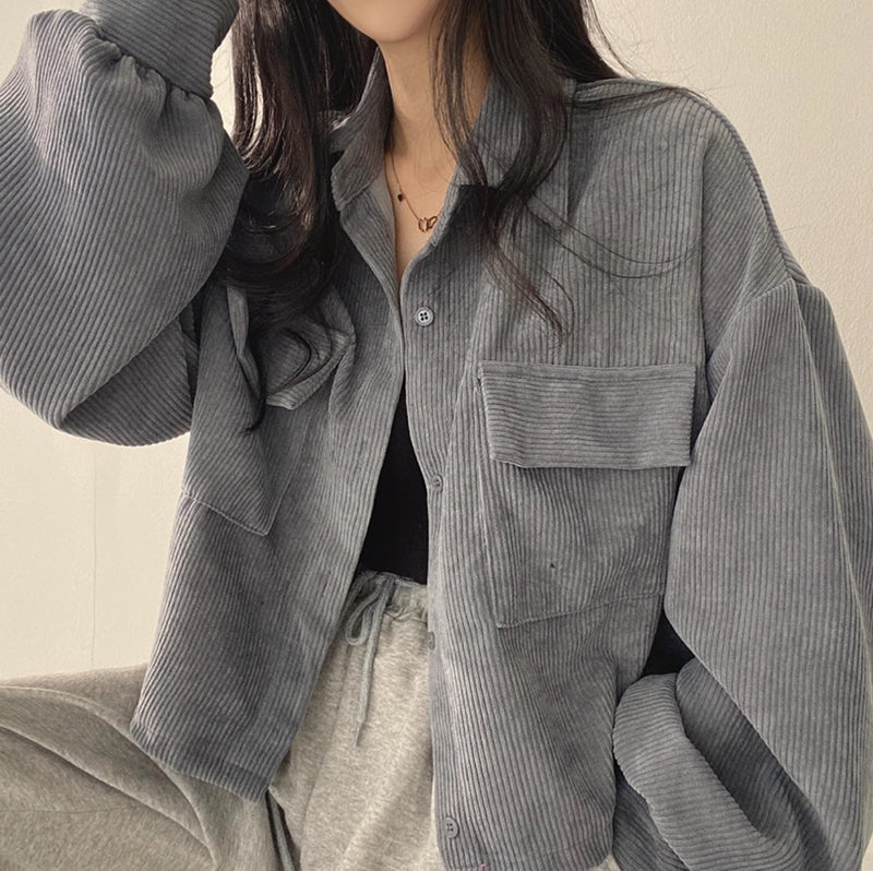 Casaco de Veludo Cotelhado Oversized Heather