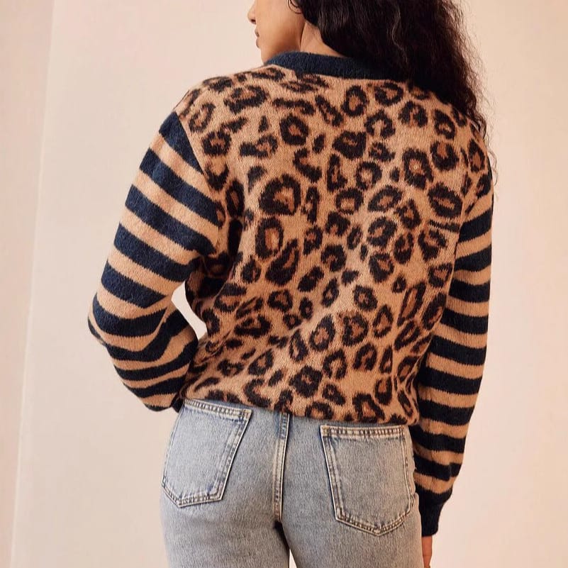 Strikket leopardcardigan