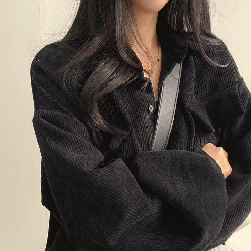 Casaco de Veludo Cotelhado Oversized Heather