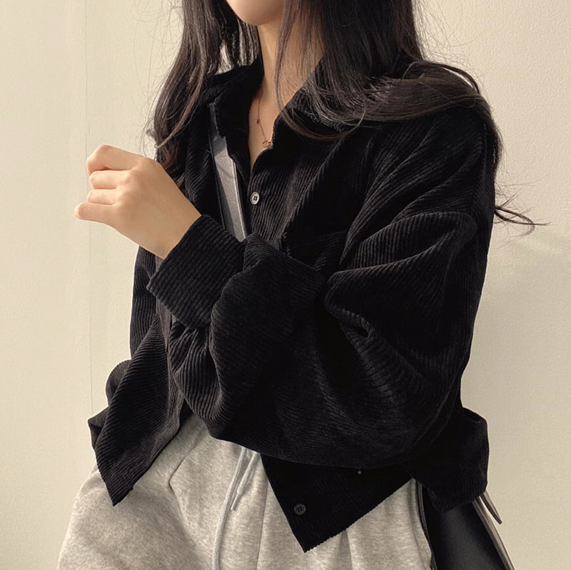 Casaco de Veludo Cotelhado Oversized Heather