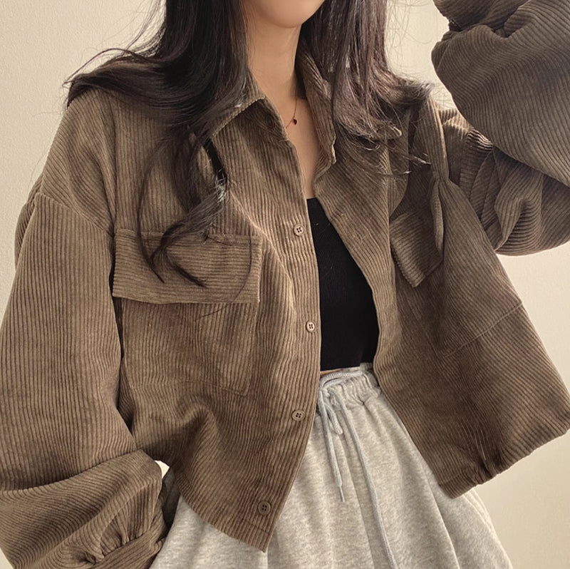 Casaco de Veludo Cotelhado Oversized Heather