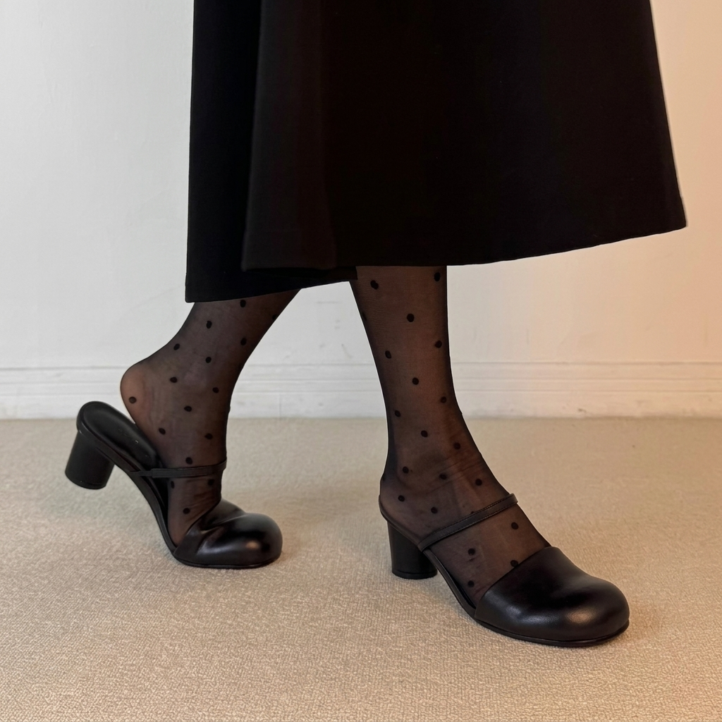 Olara Mules mit Absatz aus echtem Leder und runder Zehenpartie