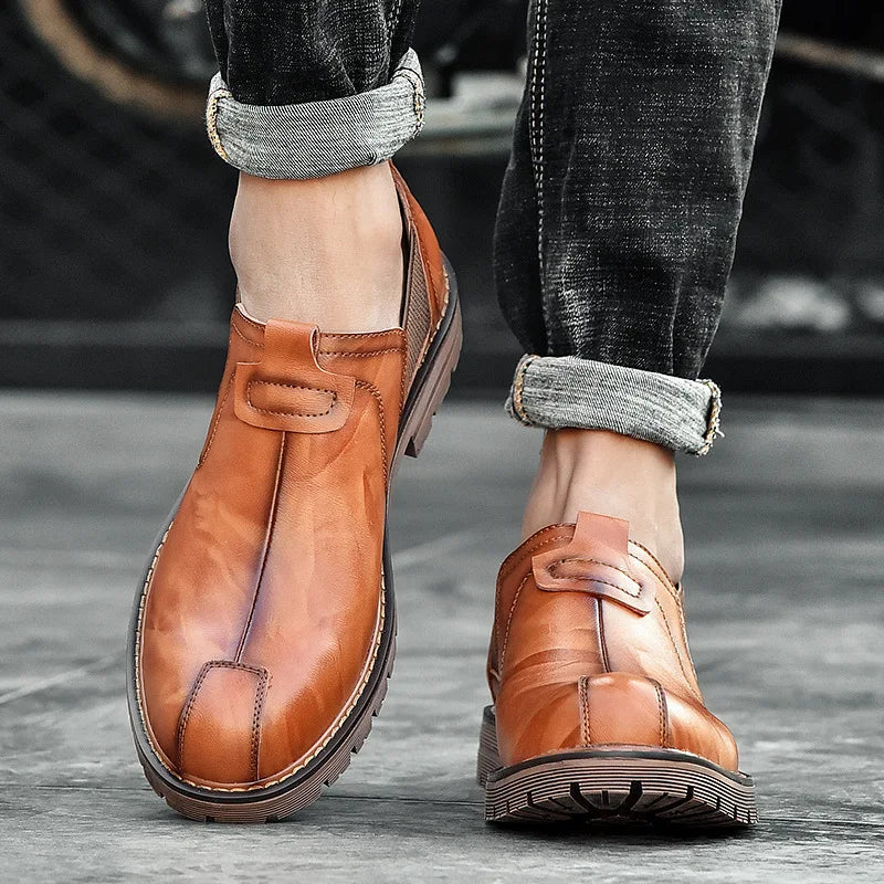 Mocasines de cuero genuino