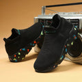 Monofärgade stickade sneakers