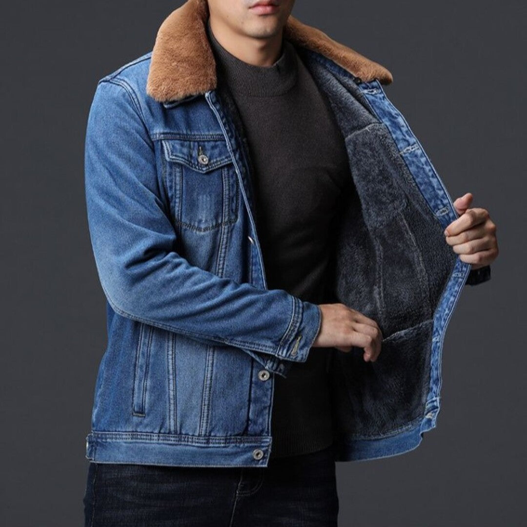 Fleece-denimjacka