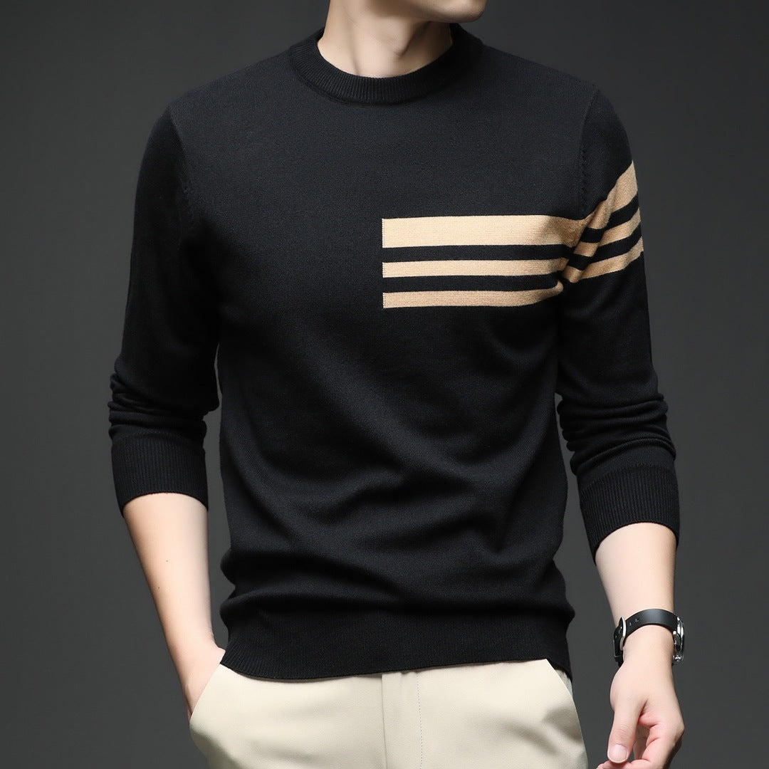 Strikket sweater med striber