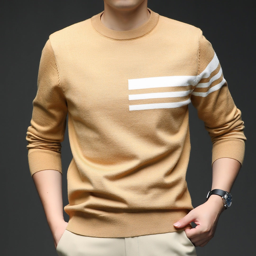 Strikket sweater med striber