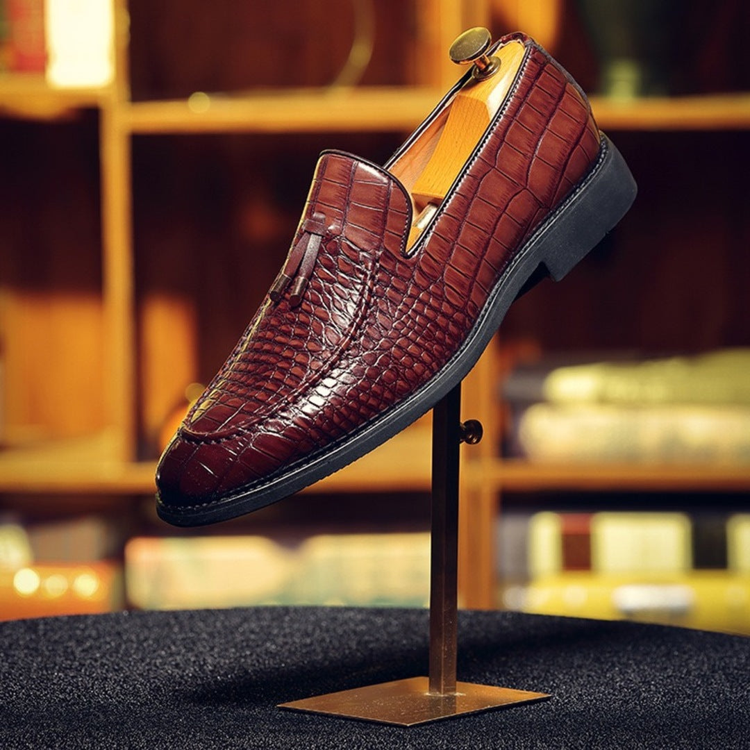 Loafers med krokodillemønster