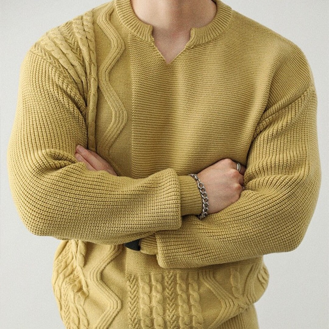 Strikket pullover med struktur