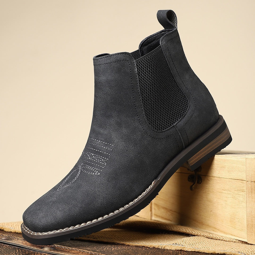 Schieferfarbene Lederstiefel