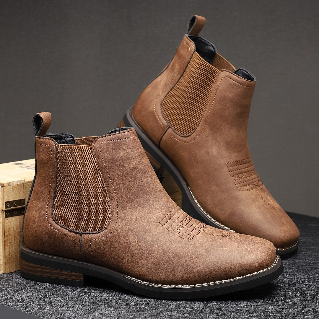 Schieferfarbene Lederstiefel