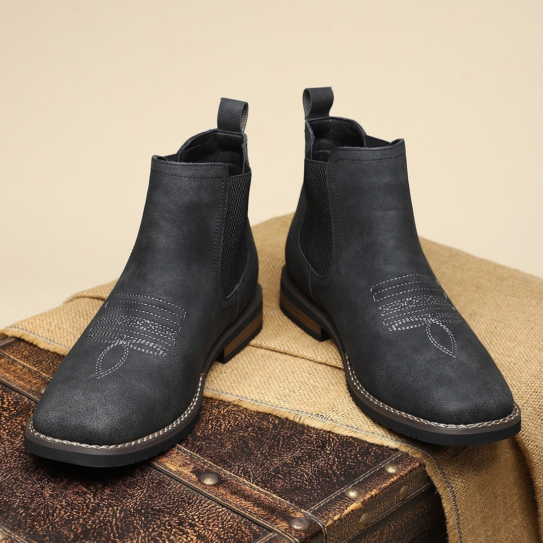 Schieferfarbene Lederstiefel