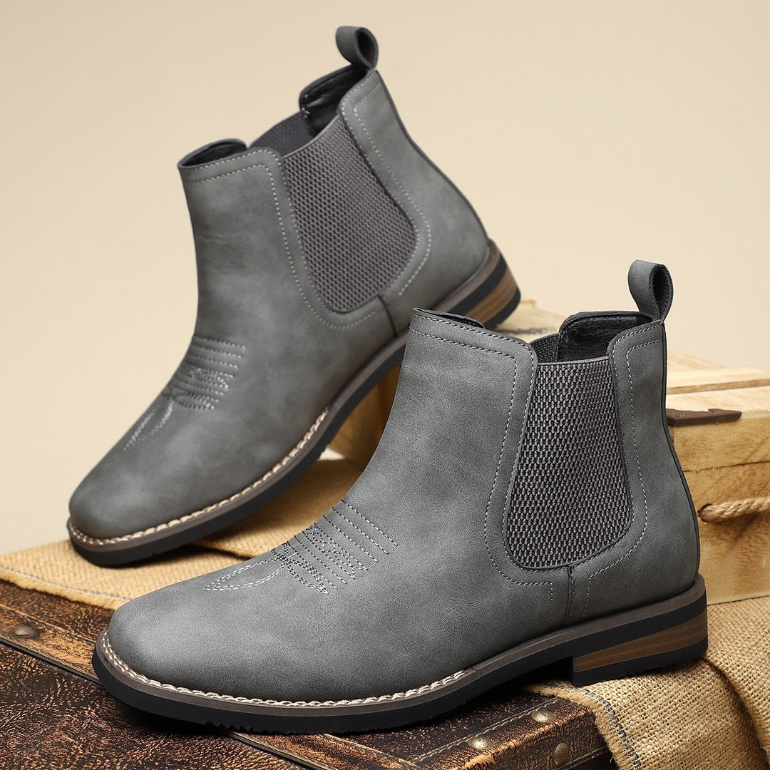 Schieferfarbene Lederstiefel