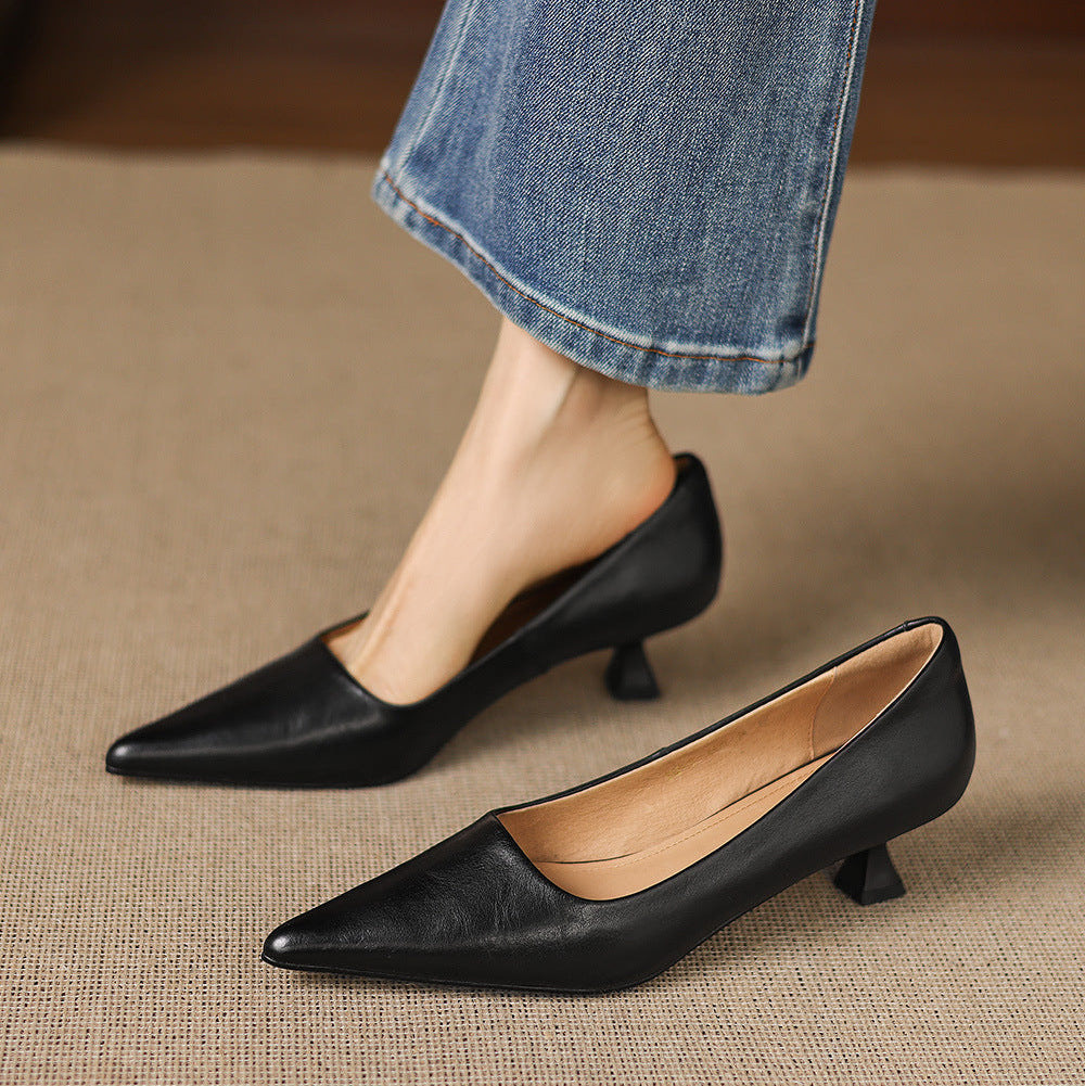 Tacones Revia de cuero genuino
