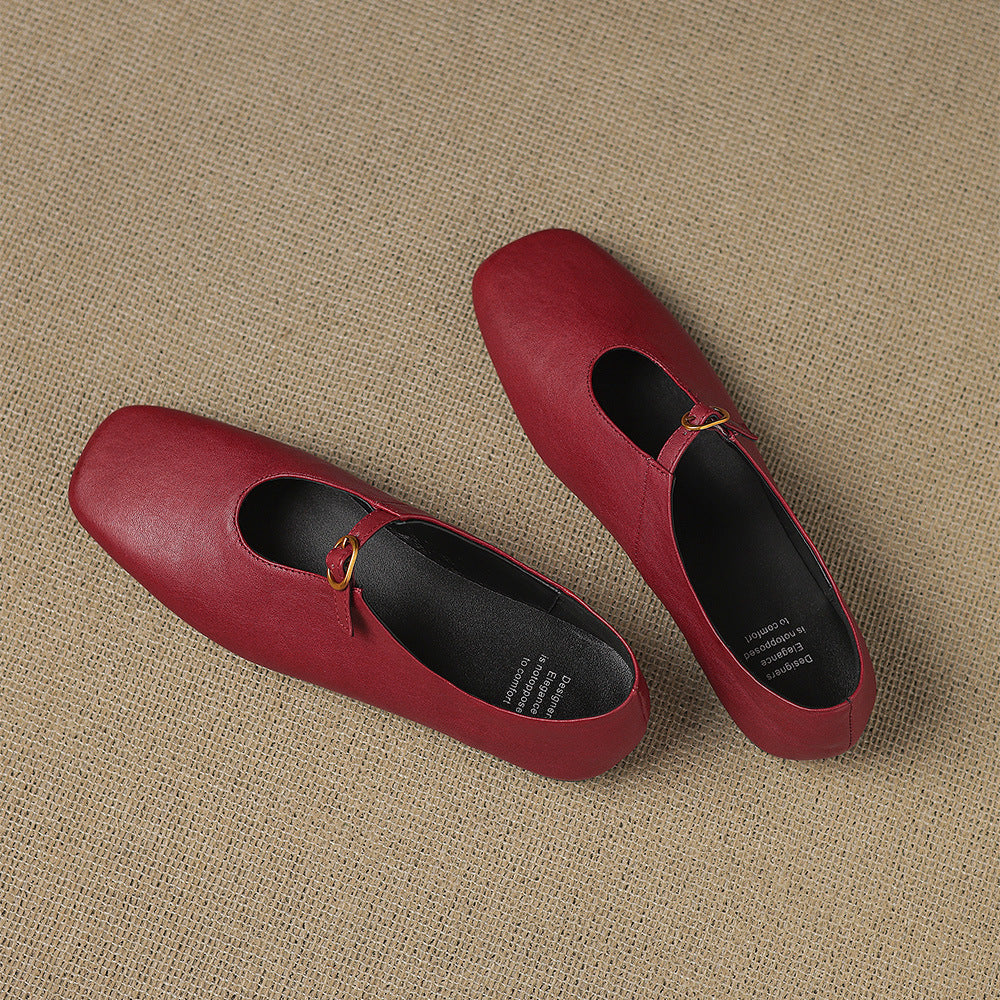 Kleva Mary-Jane-Flats aus echtem Leder
