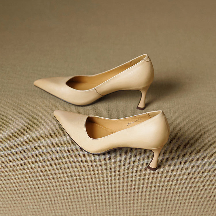 Tacones Aurea de cuero genuino con punta fina