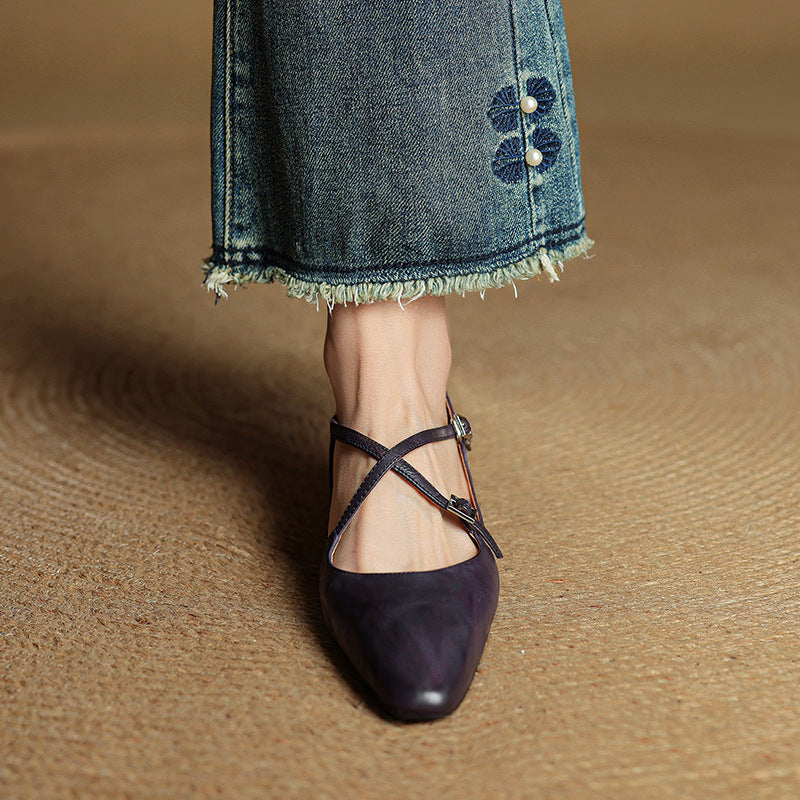 Odessa flache Schuhe aus echtem Leder