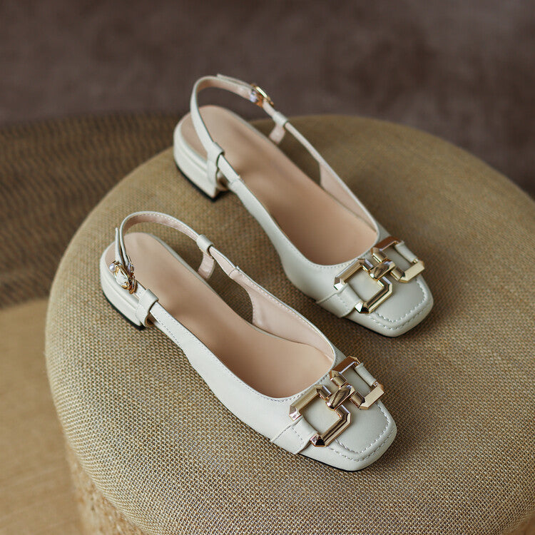 Cora Slingback-pumps i läder med fyrkantig tå