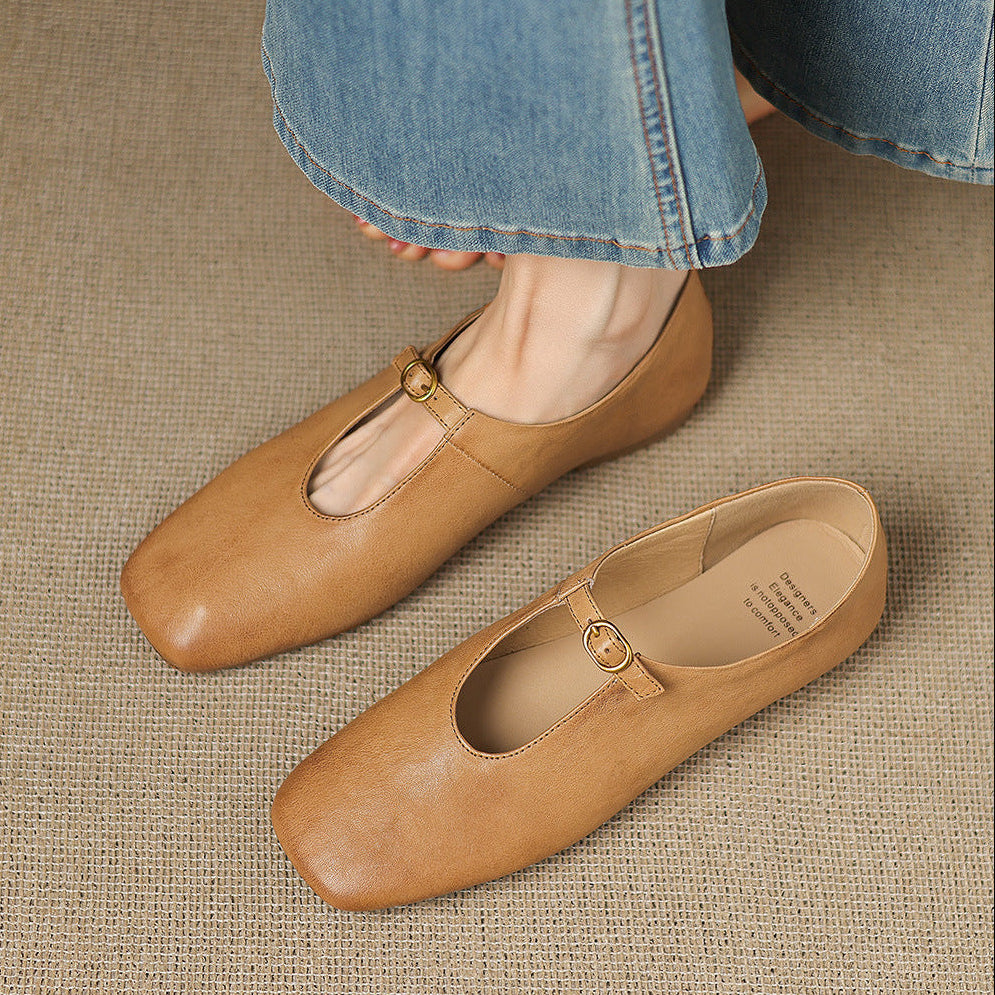 Kleva Mary-Jane-Flats aus echtem Leder