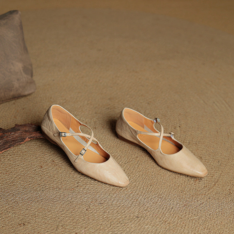 Odessa flache Schuhe aus echtem Leder