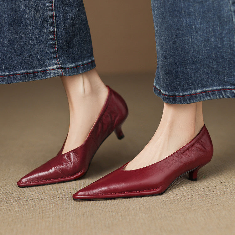 Emma Pumps aus echtem Leder mit spitzer Kappe
