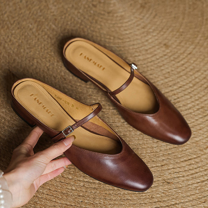 Mules Avina de cuero genuino