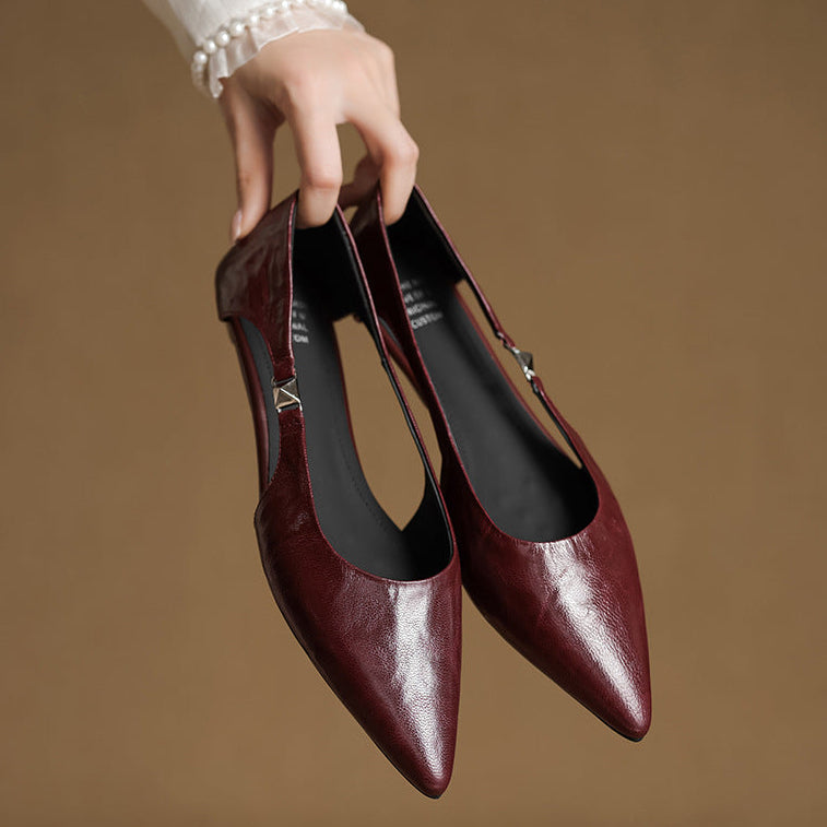 Zapatos planos de cuero genuino con punta Zephy