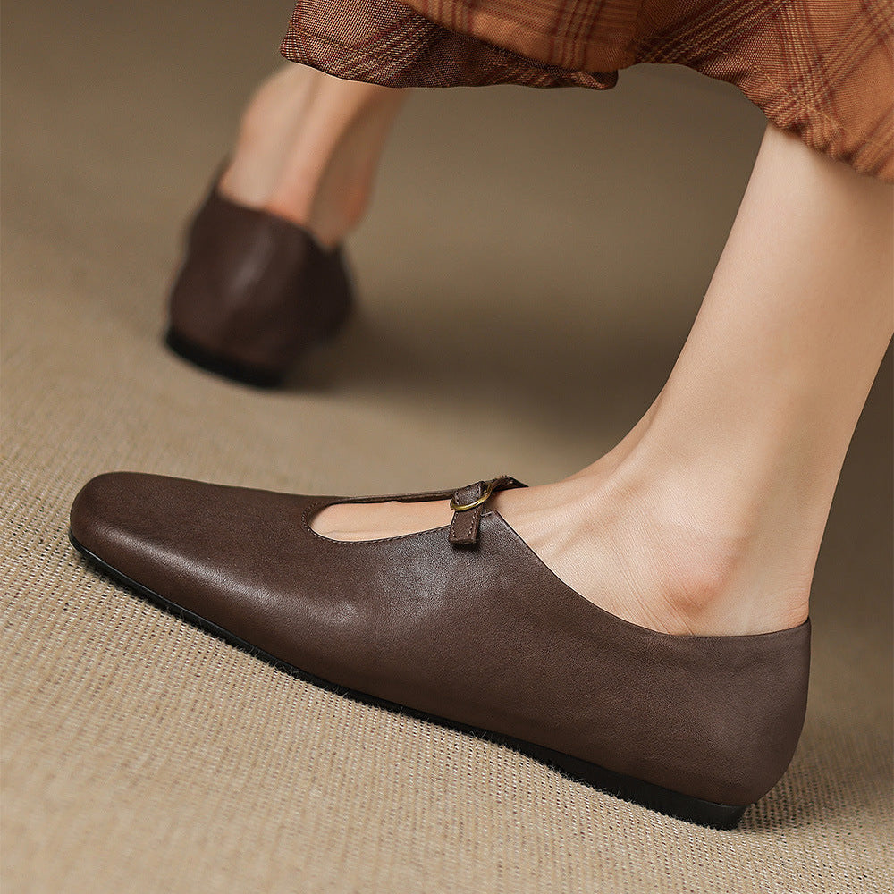 Kleva Mary-Jane-Flats aus echtem Leder