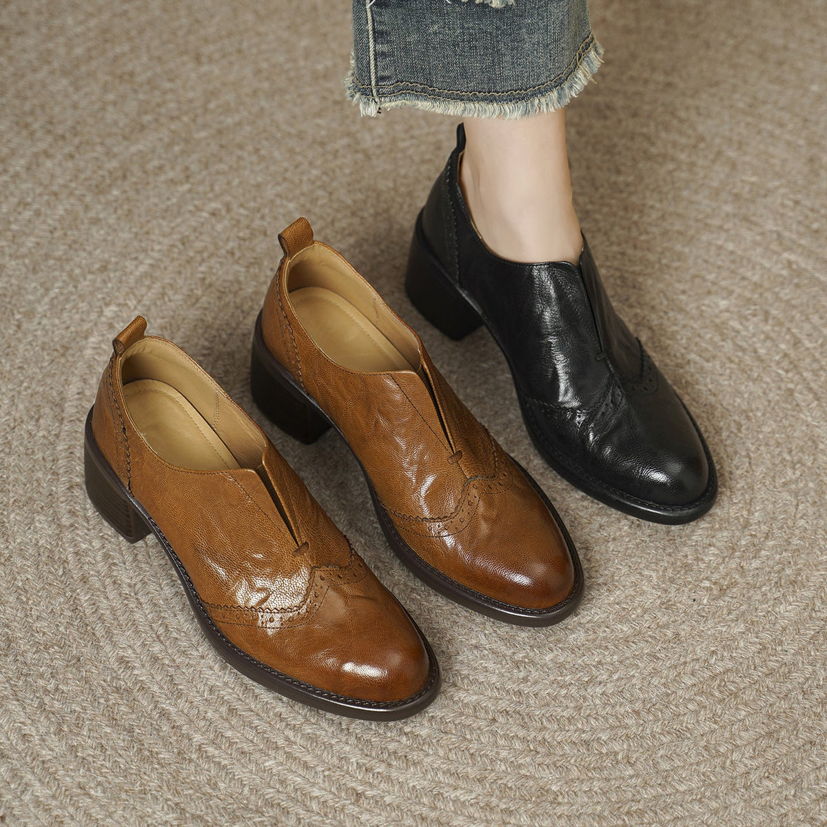 Everett Wingtip Plateauschoenen van Echt Leer