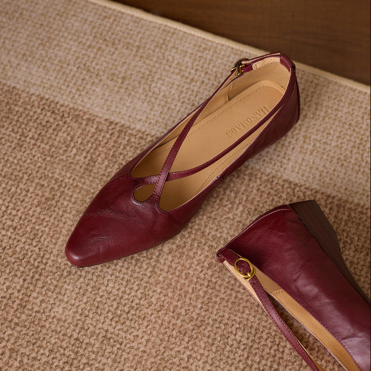 Zapatos planos Ciela de cuero genuino con tiras cruzadas