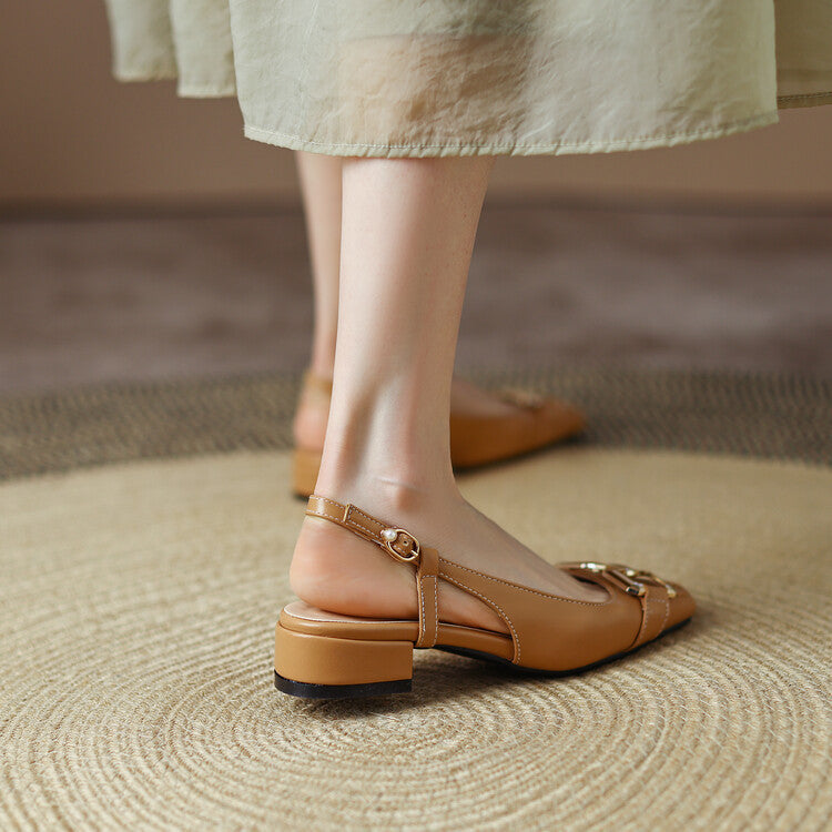 Cora Slingback-pumps i läder med fyrkantig tå