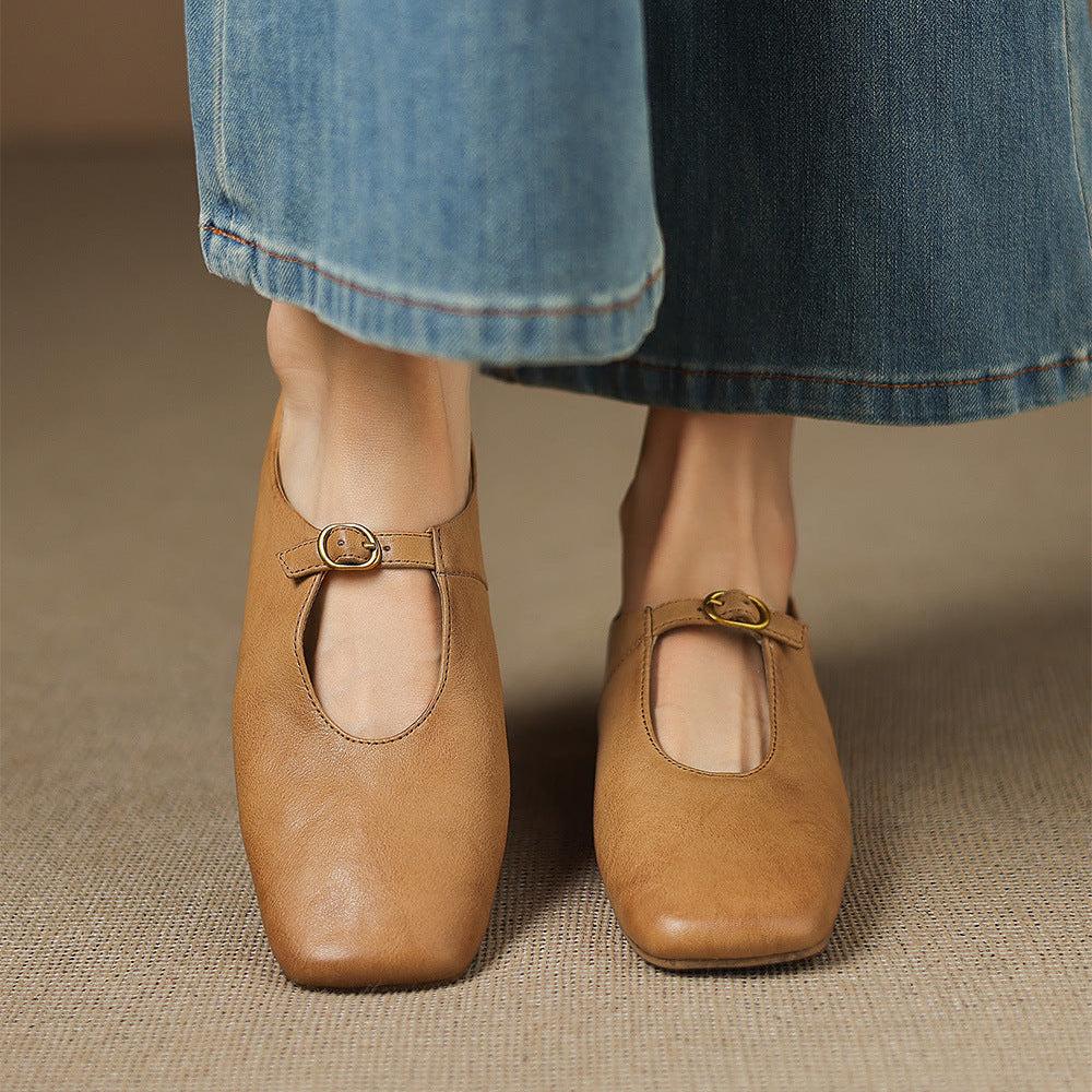 Kleva Mary-Jane-Flats aus echtem Leder