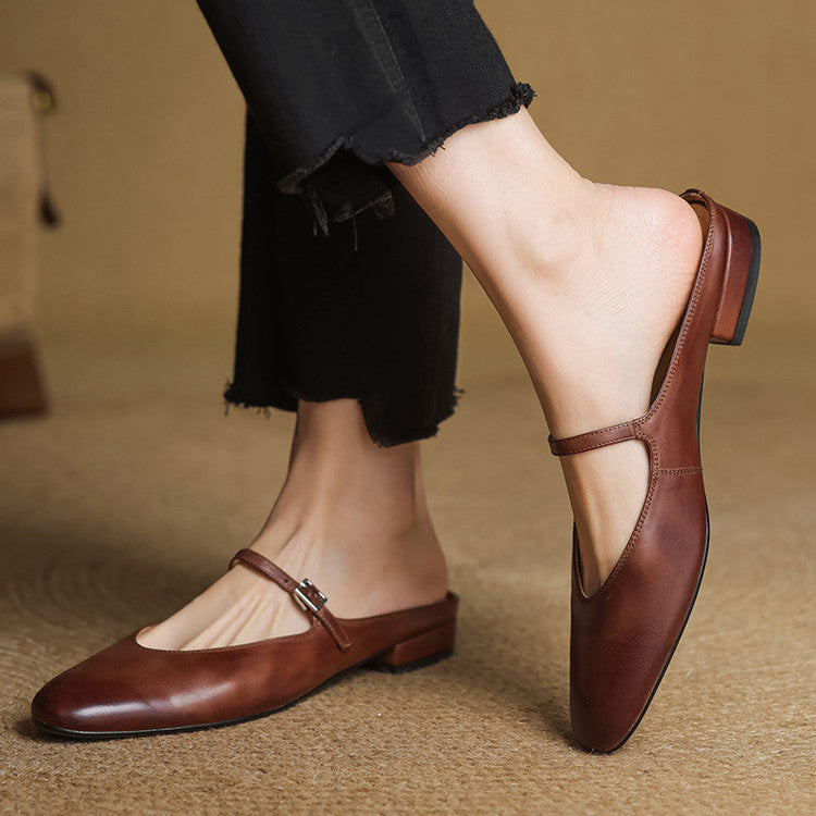 Mules Avina de cuero genuino