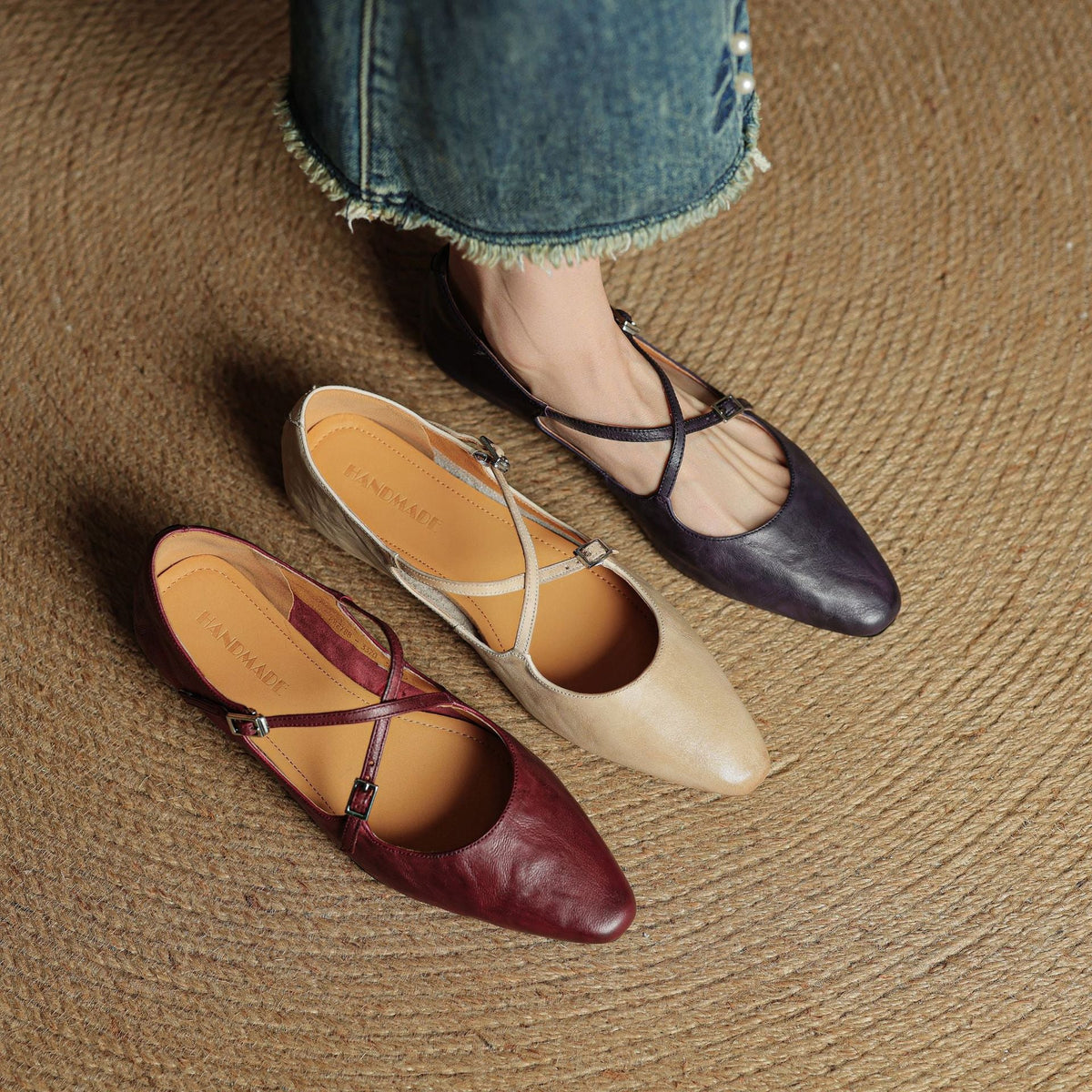 Odessa flache Schuhe aus echtem Leder