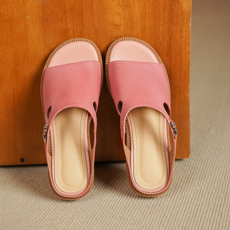 Mules Nessa de cuero genuino