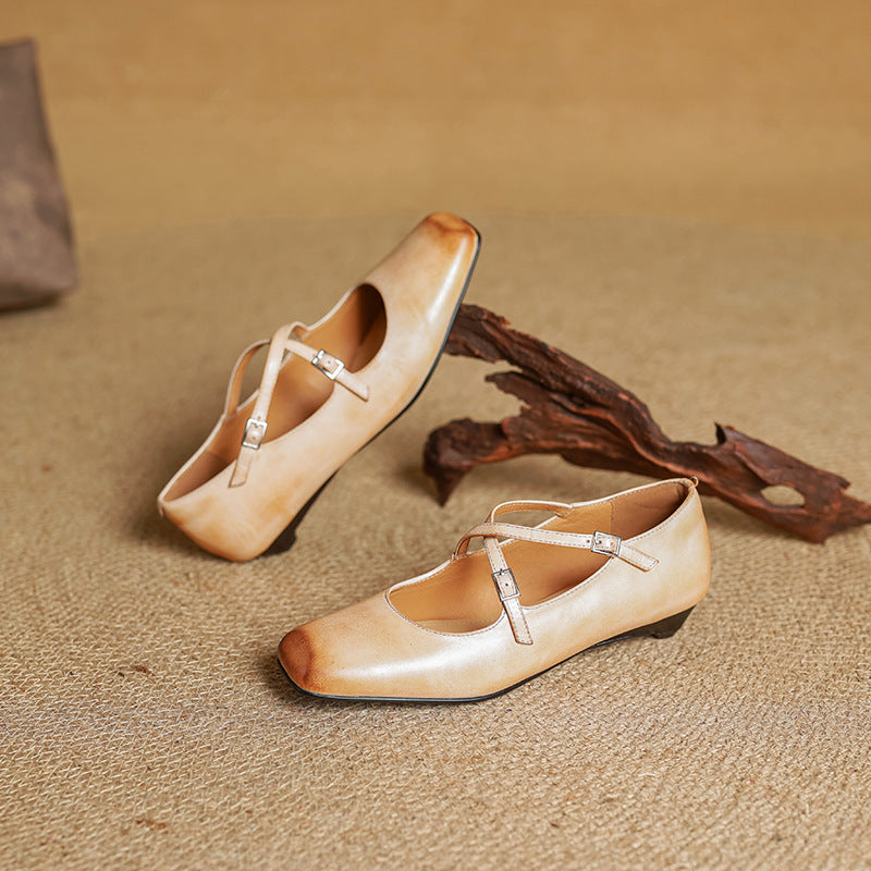 Zapatos planos Iria de cuero genuino