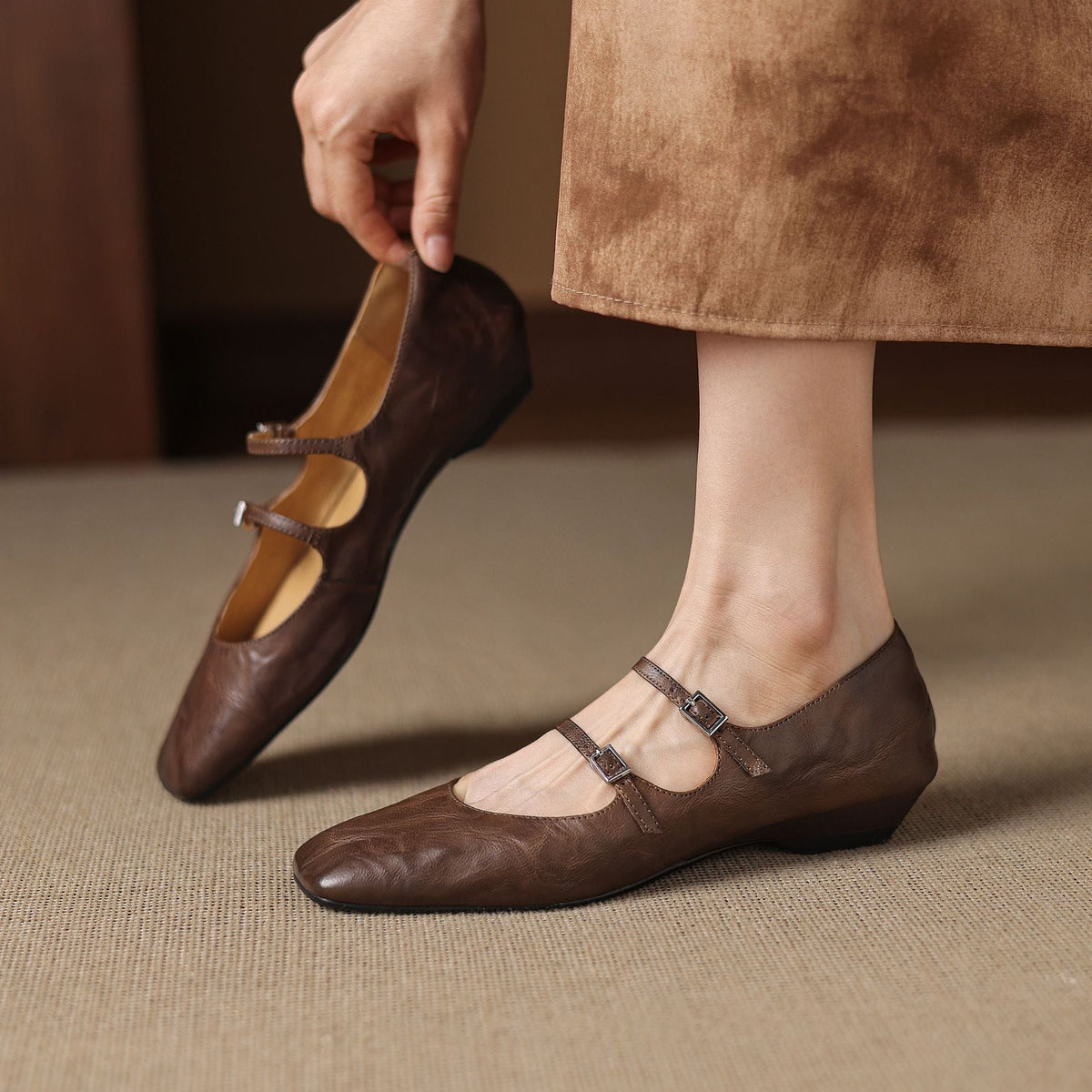 Zapatos planos Orik de cuero genuino