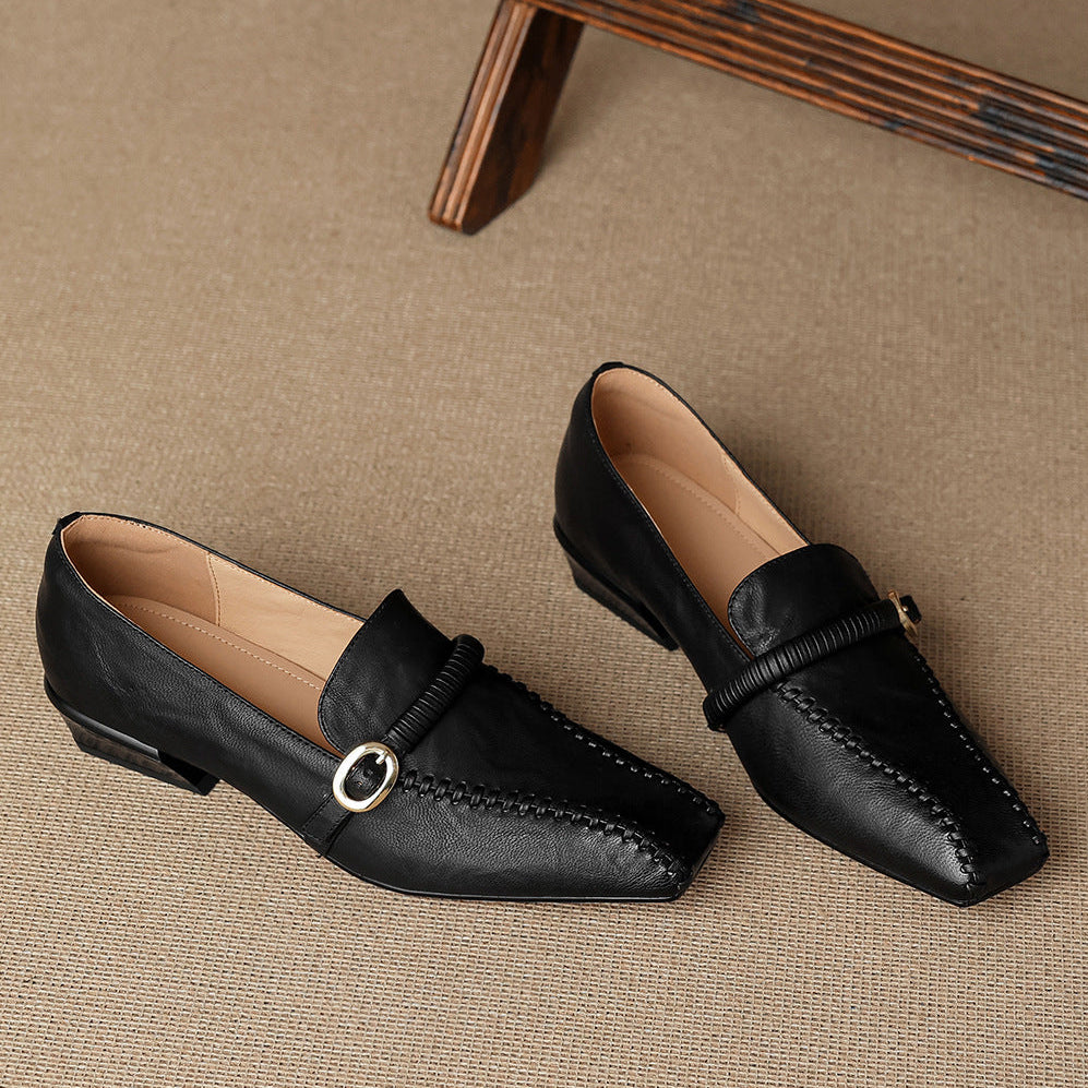 Deyla loafers i äkta läder med spänne och rem