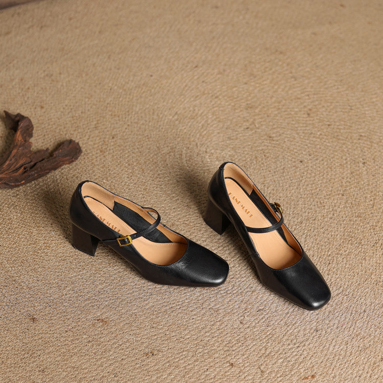 Tacones Lenara de cuero genuino