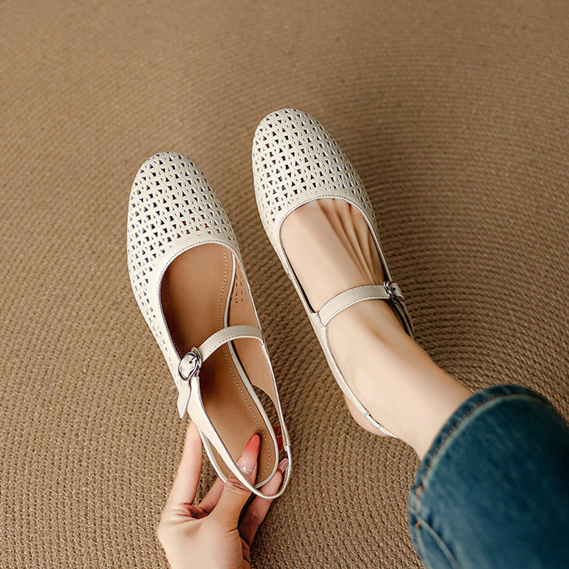 Escarpins slingback ajourés en cuir véritable Bela