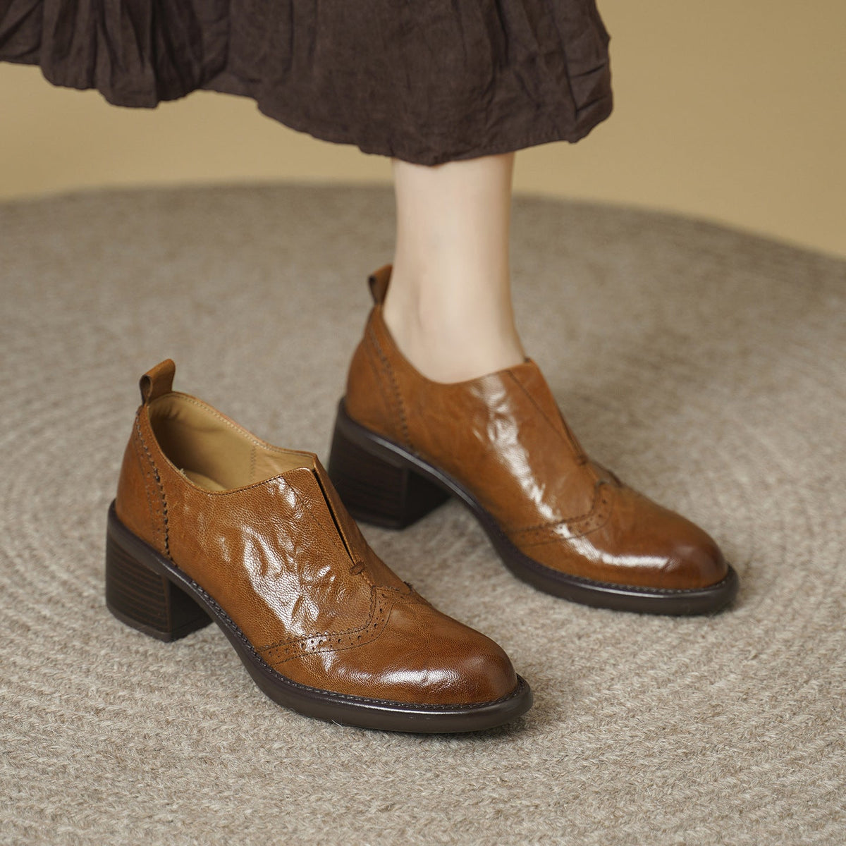 Everett Wingtip Plateauschoenen van Echt Leer
