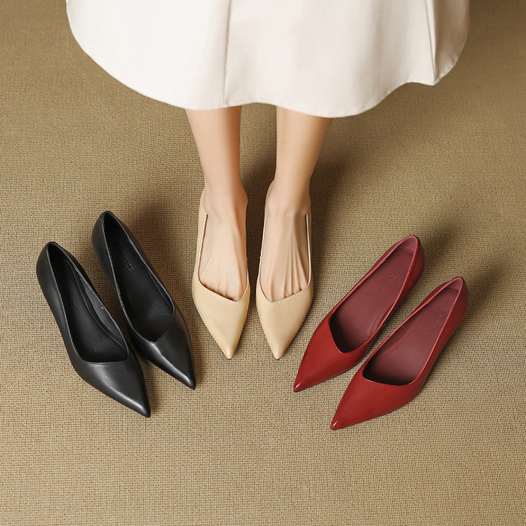 Tacones Aurea de cuero genuino con punta fina