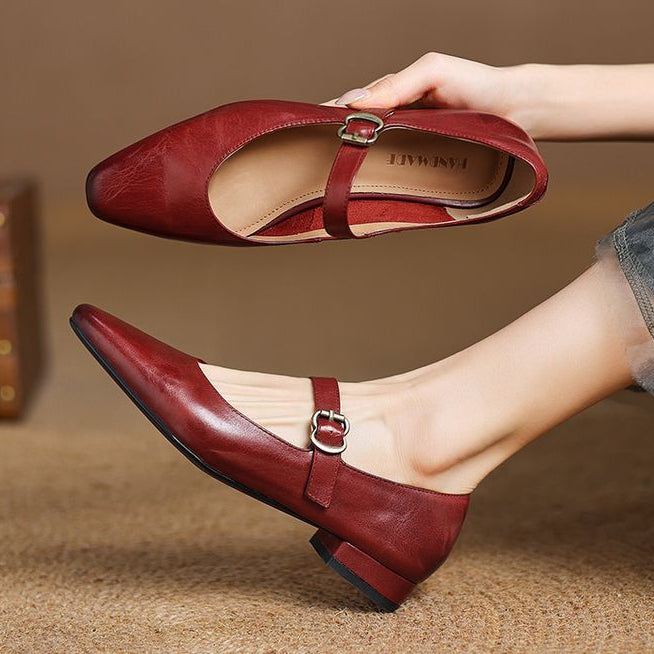 Zapatos planos Lila de cuero genuino