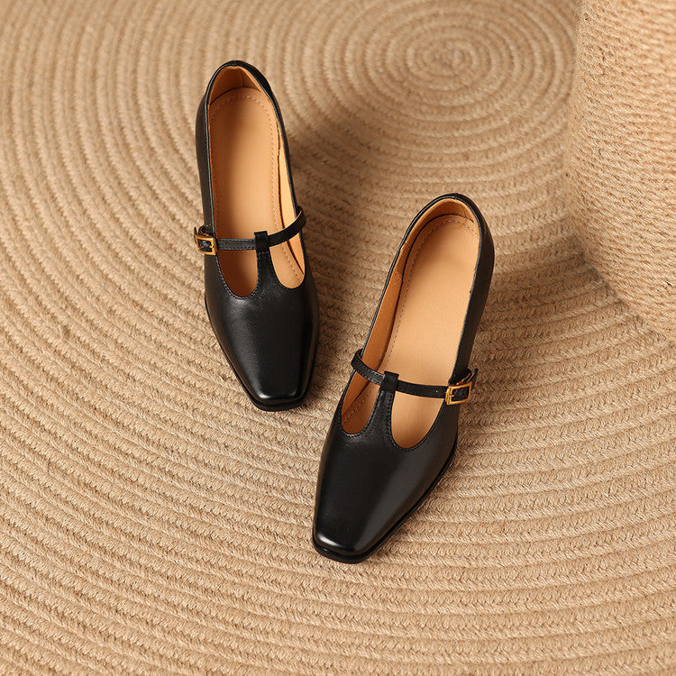 Zapatos de tacón Elodie de piel auténtica con tira en T