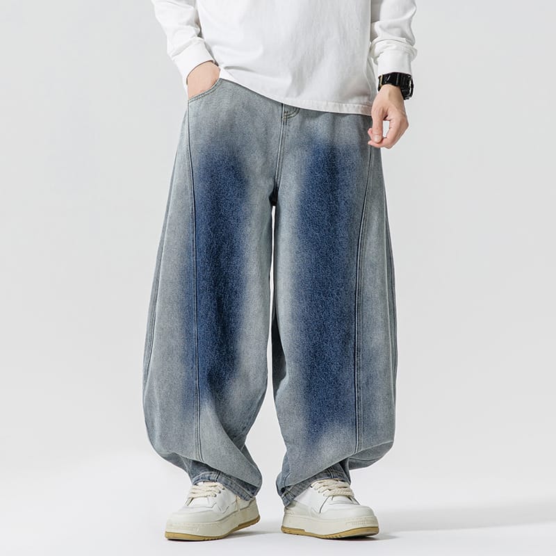 Jeans med vertikal fading