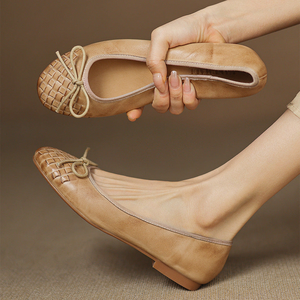 Sapatos Rasos Vara em Pele Genuína