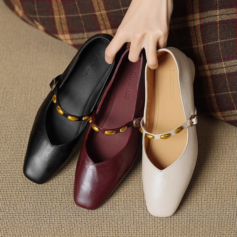 Zyra Genuine Leather Flats