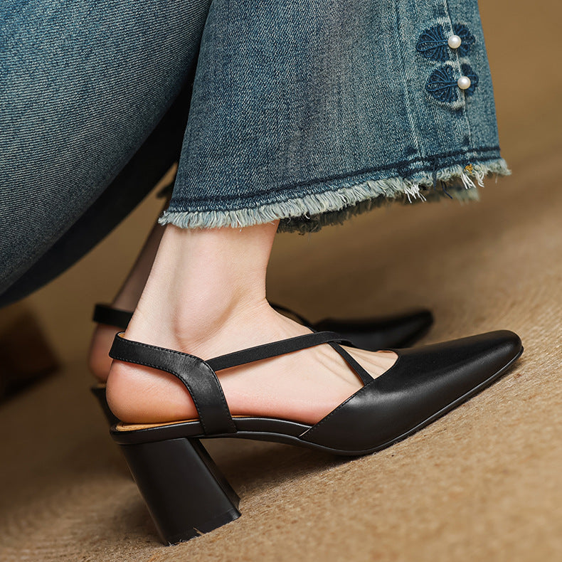 Tacones Alissa de cuero genuino