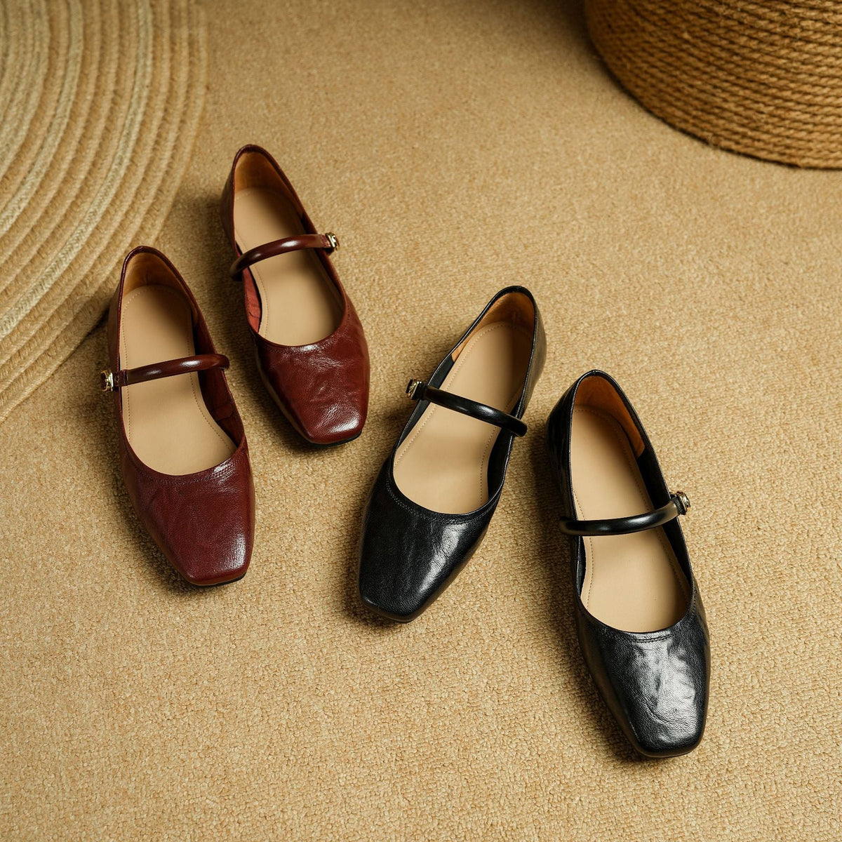 Chaussures plates Islae en cuir véritable